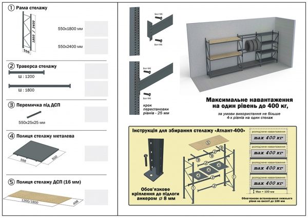 Траверса Атлант Атлант 400 L 1200 мм 45 мм серый 