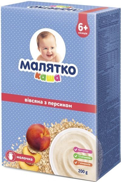 Каша молочна Малятко від 6 місяців Вівсяна з персиком 5414752104018 200 г 