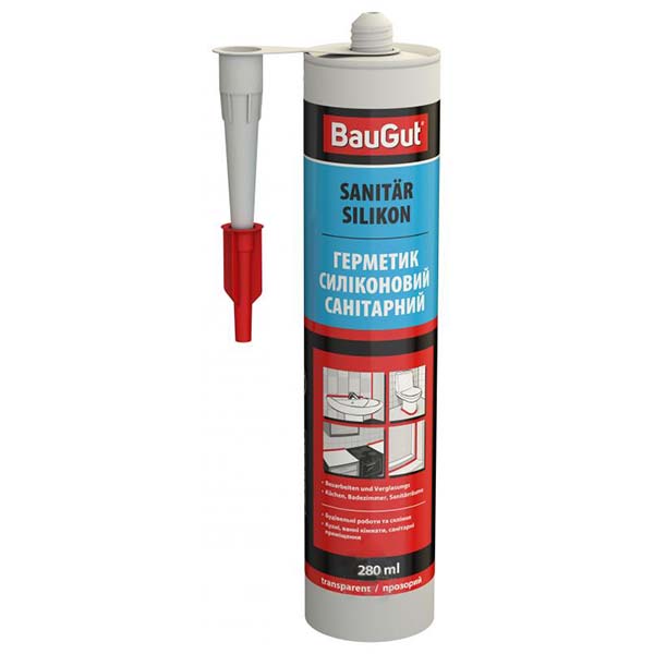 Герметик силіконовий BauGut однокомпонентний прозорий 280мл