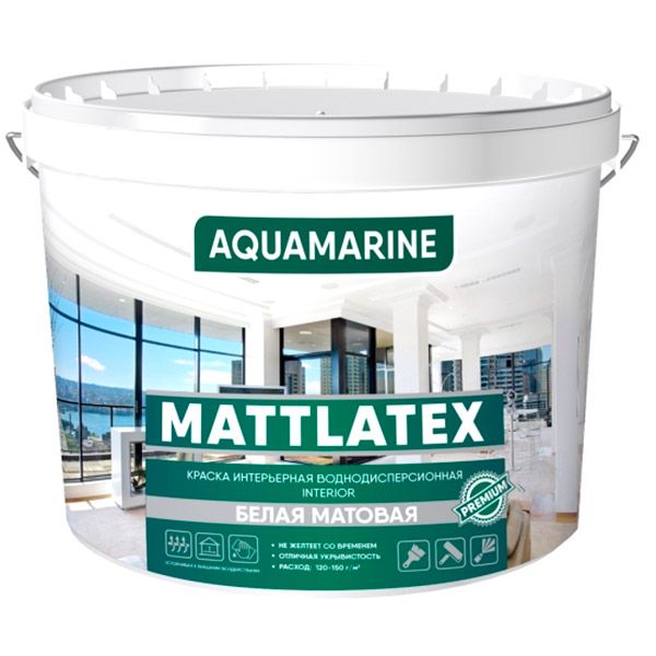 Фарба інтер'єрна КОРАБЕЛЬНАЯ AQUAMARINE MATTLATEX білий 14кг 