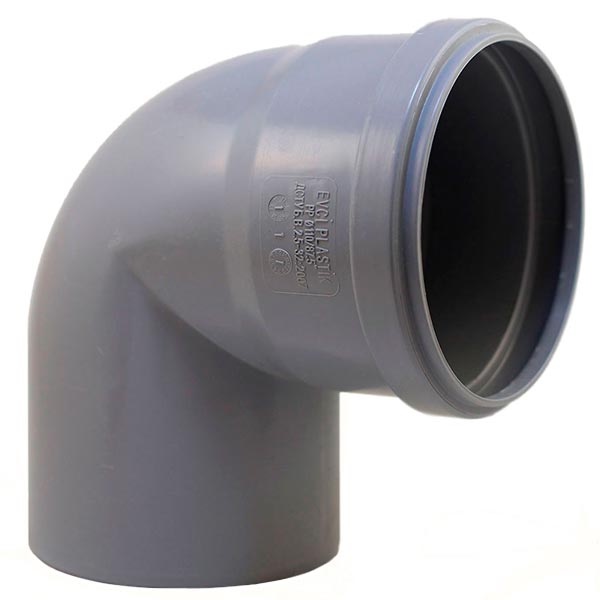 Коліно каналізаційне внутрішнє EVCI Plastik 110 мм 90°