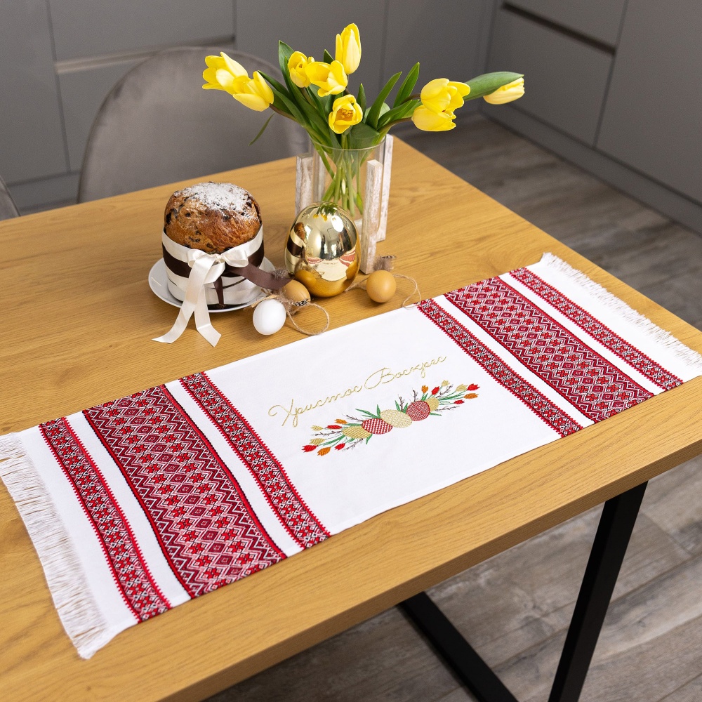 Полотенце пасхальное 707-25/00 33x83 см Эдельвика белый/красный