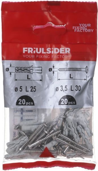 Дюбель распорный с шурупом 5x25 мм 20 шт. Friulsider