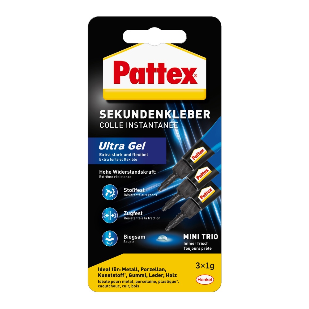 Суперклей-гель Pattex Мини Трио секундный 3 x 1 г
