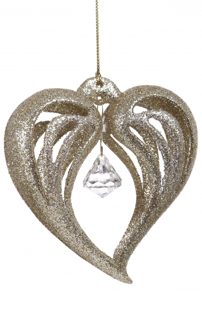 Подвеска пластиковая сердце/ с присыпкой ассорт. 13 см EPI-P121408