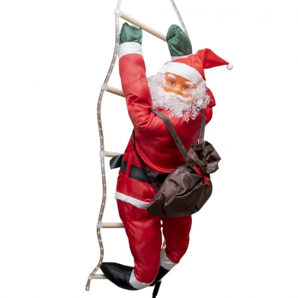 Декоративна новорічна фігура Дід Мороз на драбині- 810115 світлодіодна (LED) 90 см 