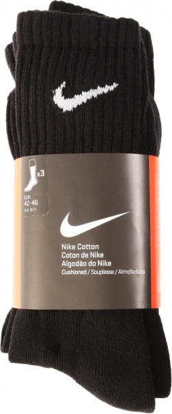 Носки Nike 3PPK VALUE COTTON CREW SX4508-001 р.XL черный