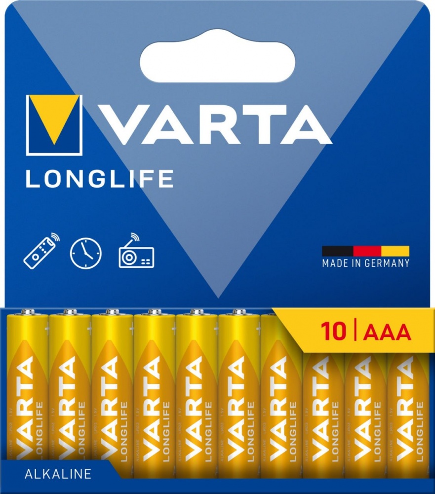 Батарейка лужна Varta Longlife AAA (мізинчикові) 10 шт. (4103101761)