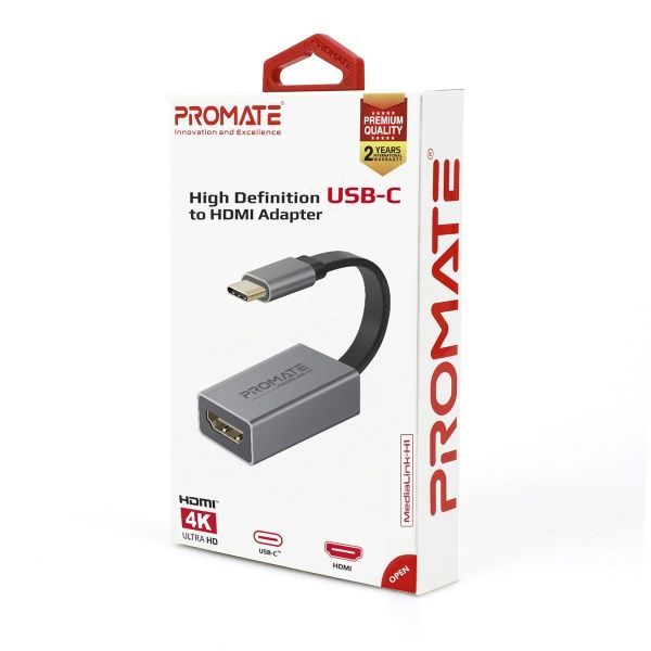 Кабель Promate USB Type-C – HDMI сірий 