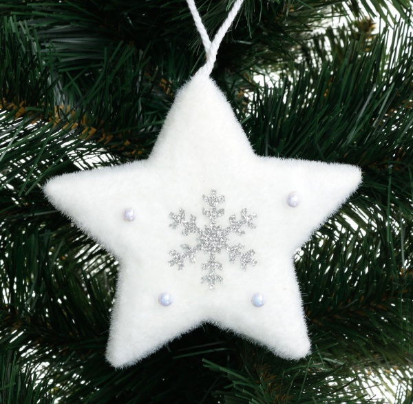 Декоративная подвеска Shunda звезда 13 см белый с серебристым SDF213412WS