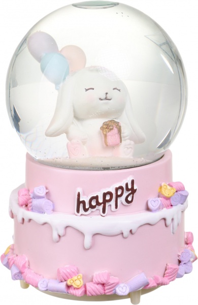 Сувенир новогодний шар снежный собачка и зайка 2122-100 светодиодная (LED) 