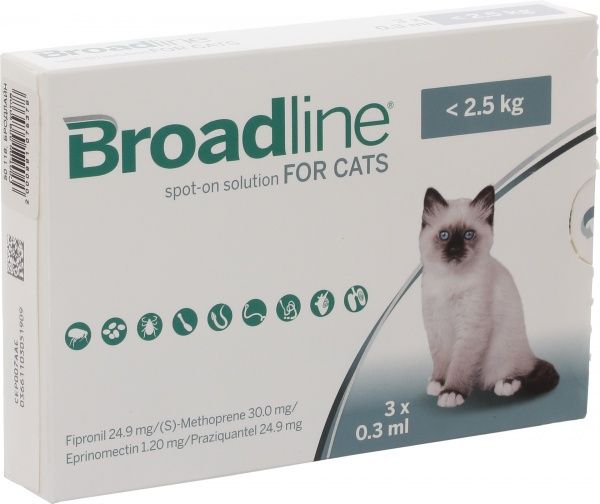 Засіб Frontline від внутрішніх.та зовнішніх.паразитів для котів до 2,5 кг(за 1 п-тку 0,3мл, 3 в уп.)