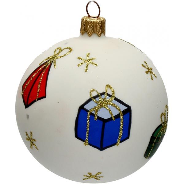 Кулька новорічна 4418 біла матова 80 мм