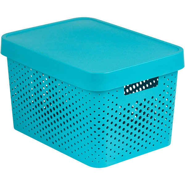 Коробка пластиковая с крышкой Curver Infinity 229119 бирюзовая ажурная 17 л