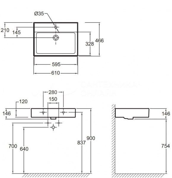 Умывальник Jacob Delafon Vivienne EXBH112-00 60 см
