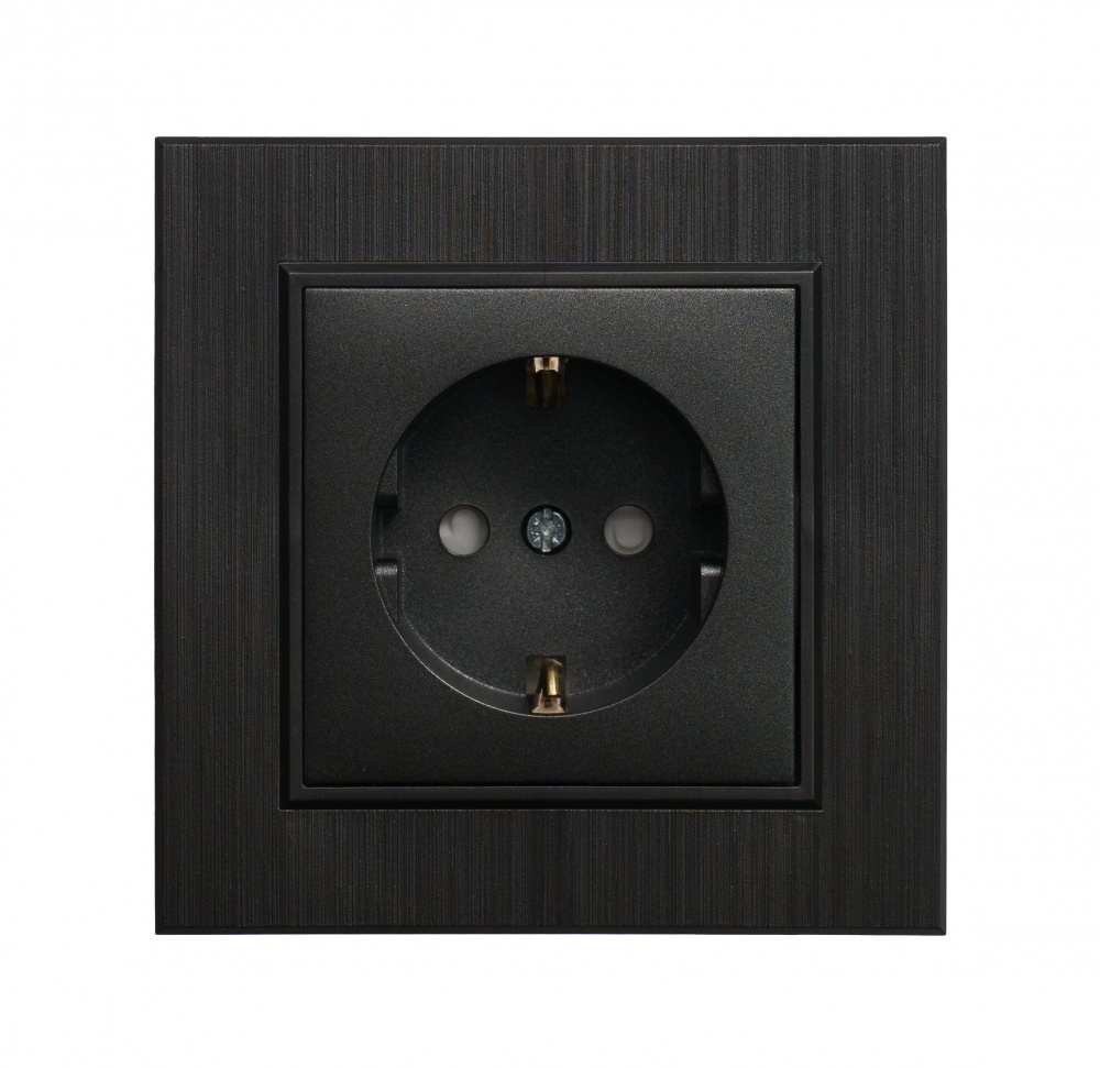 Механізм розетки із заземленням Makel Karea зі шторками IP20 димчастий 57050058