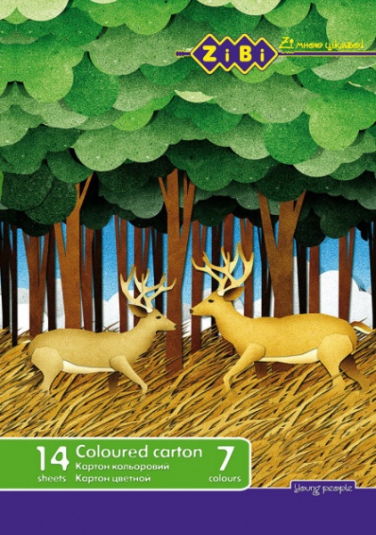 Картон цветной А4 7 цветов ZB.1951 ZiBi