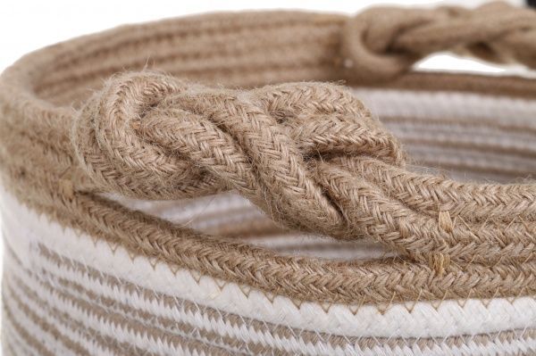 Корзина джут 27х26 см белый с бежевым