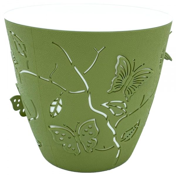 Горщик пластиковий Alyaplastik 3D NO:2 круглий 1,4 л зелений 