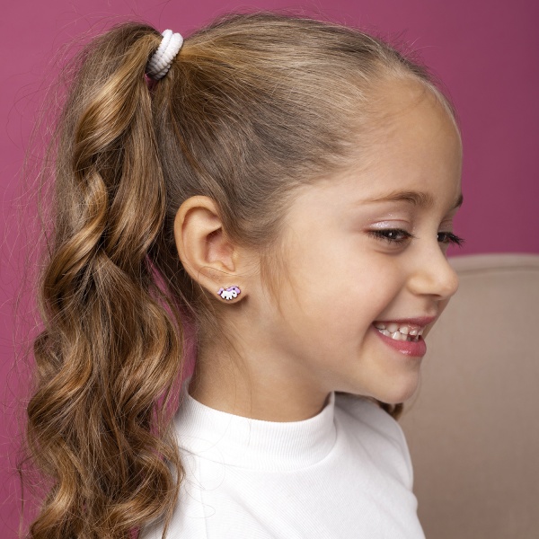 Серьги-пусеты UMa&UMi Единорог фиолетовые