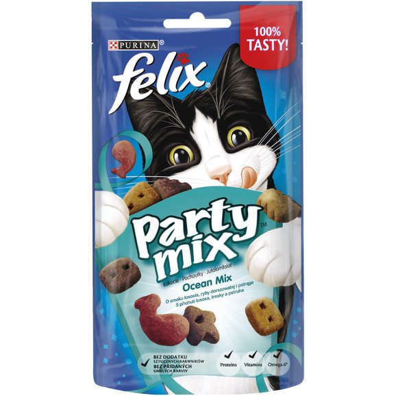 Ласощі Felix для дорослих котів Party Mix Океанічний Мікс зі смаком лосося, форелі 60 г