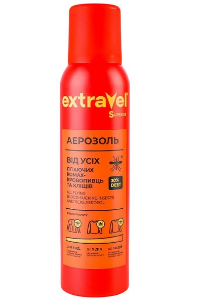 Аэрозоль репелентный Extravel Superio от всех латающих комах та клещей 100 мл