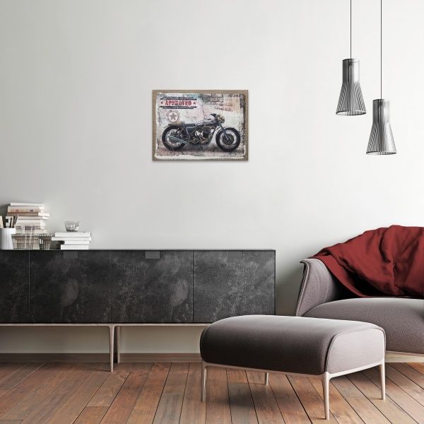 Картина на мішковині Мотоцикл 30x40 см 