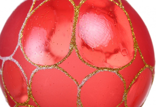 Шар новогодний со сложным узорным рисунком d 80 мм красный