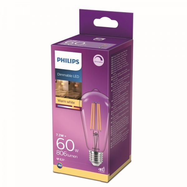 Лампа світлодіодна Philips FIL DIM ST64 7,2 Вт E27 2700 К 220 В прозора 929002390866 