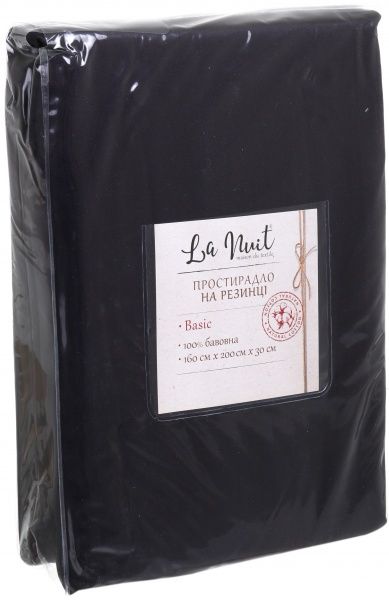 Простирадло на резинці Exclusive Solid 160x200 см чорний La Nuit 