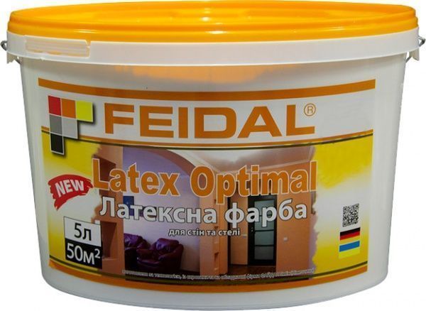 Фарба латексна Feidal Latex Optimal мат білий 5л 