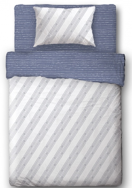 Комплект постельного белья Laconic 1,5 бело-синий Ibodo 