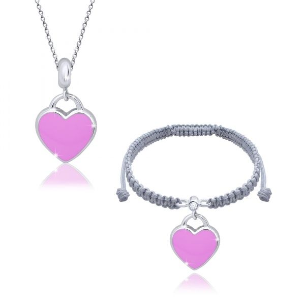 Серьги-пусеты UMa&UMi Сердце розовое