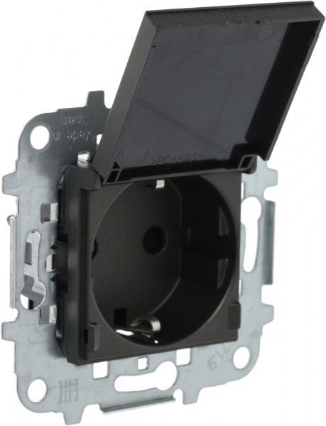 Розетка із заземленням ABB Zenit SCHUKO 16 А 250 В без шторок з кришкою антрацит N2288.1 AN Z