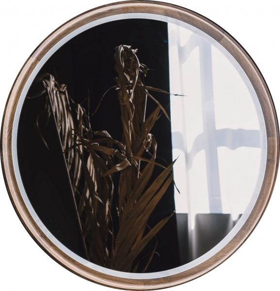 Зеркало со встроенной подсветкой SG LED EVERGLADES D600 мм в раме орех темный 