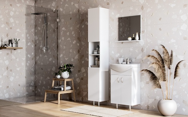 Зеркало с полкой Water House Артик 50 белое 