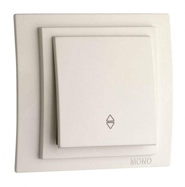 Вимикач прохідний одноклавішний Mono Larissa без підсвітки 10 А 250В крем 103-171725-109