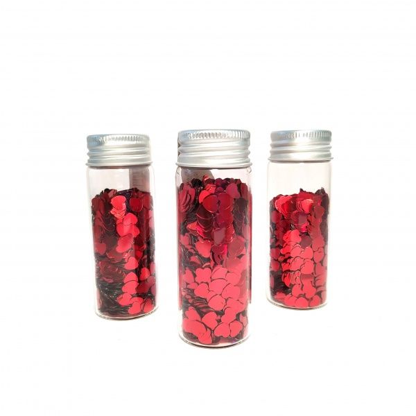 Конфеті для декорування в скляній банці Червоні серця 1 шт. Річ-Ленд