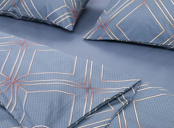 Комплект постільної білизни Геометрія cімейний блакитний La Nuit 