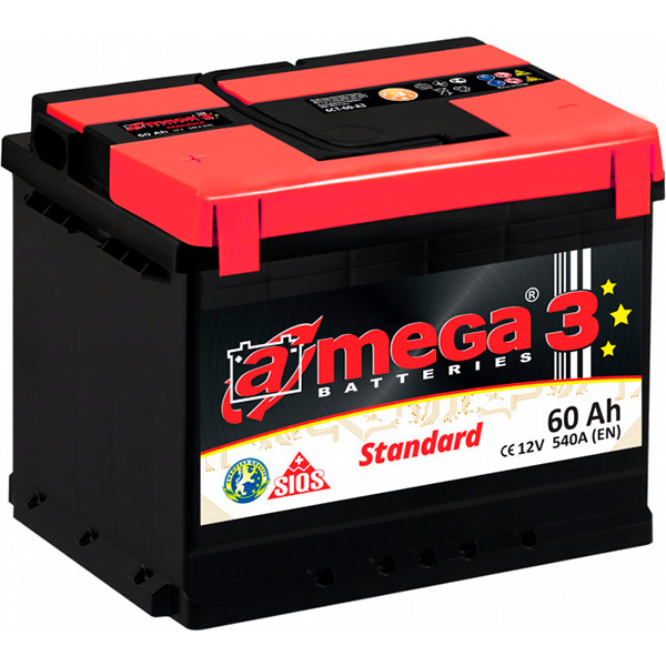 Аккумулятор автомобильный A-MEGA Standart 60А 12 B «+» слева