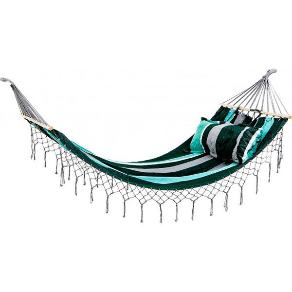 Гамак бавовняний Underprice з подушкою бірюзовий 220x160 см