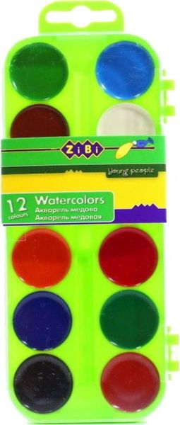 Краски акварельные 12 цветов в пластиковой упаковке в ассортименте ZB.6521 