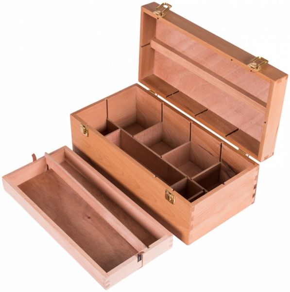 Пенал для художественных материалов деревянный 40х20х15 см