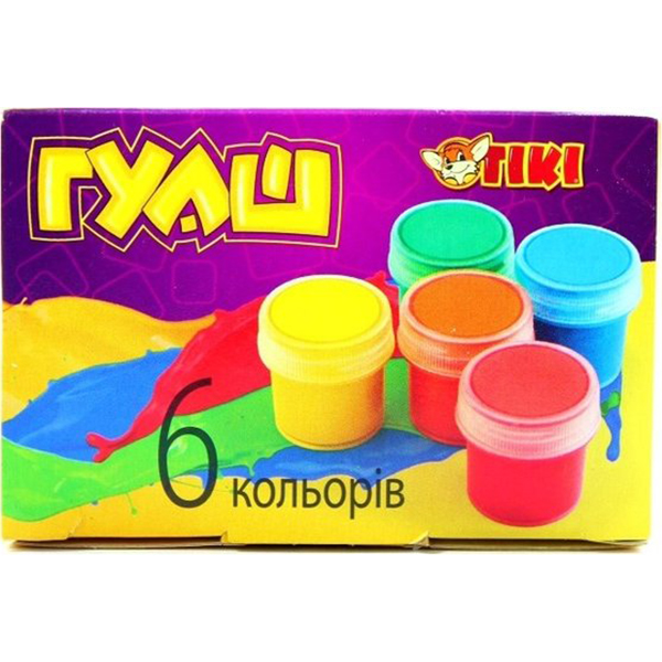 Гуаш 6 кольорів 60 мл 50403-ТК Тікі