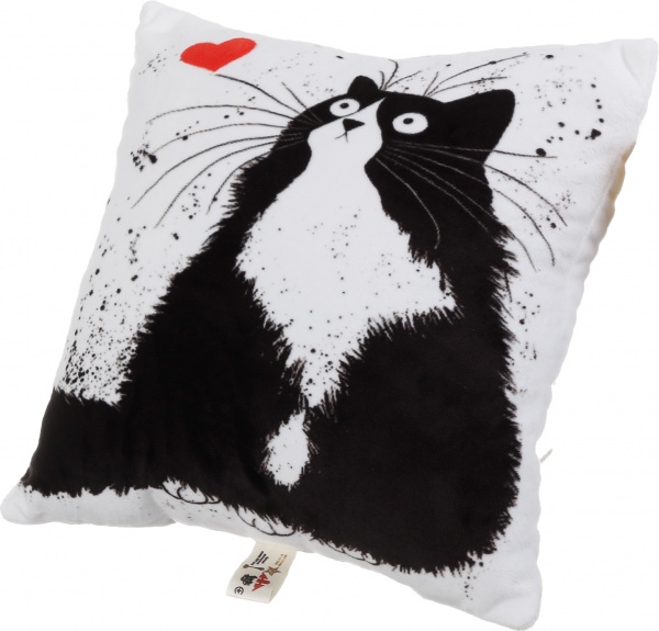 Подушка декоративная Валентинка Черный кот 37x37 см Анна 