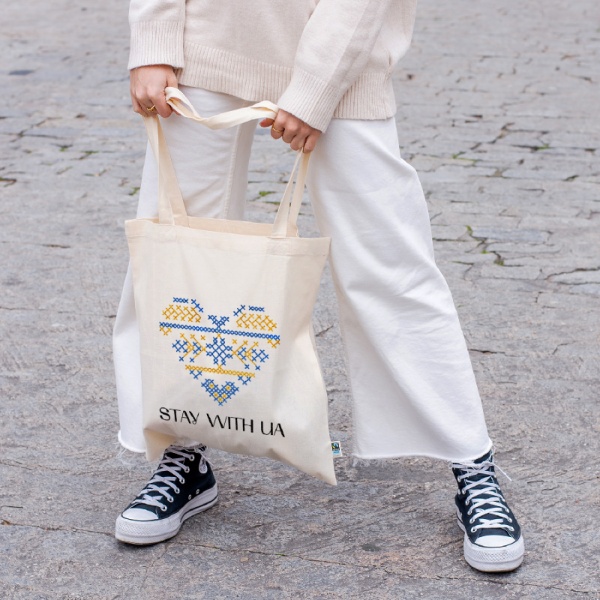 Экосумка Stay with UA 42х38 см бежевая