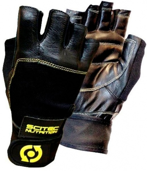 Перчатки атлетические Scitec Nutrition Yellow Leather Style р. XL черный с желтым 