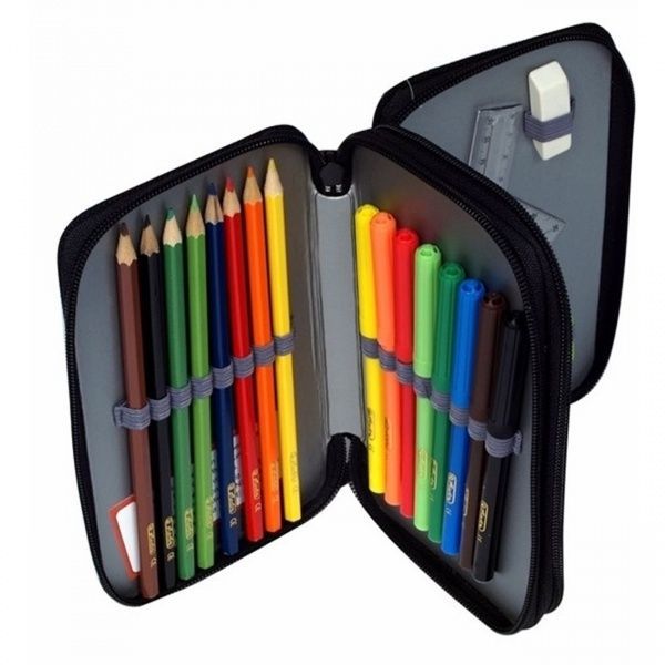 Пенал шкільний з наповненням 23 предмети Double Wild Print Herlitz в асортименті