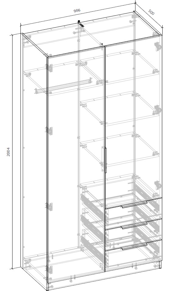 Шкаф Грейд Berno 2004х986х500 мм дуб артизан / кашемир