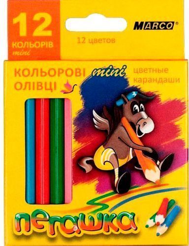 Олівці кольорові 12 шт. Пегашка Marco